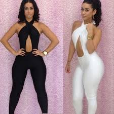 2014 bandage jumpsuit Hollow Sleeveless Bodycon Out