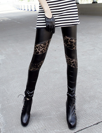 Leggings with Panel Leopard