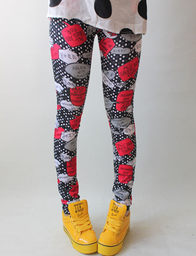 rendy Letter and Dot Printed Leggings