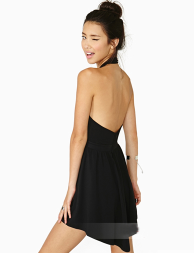 Captivating Crossed Halter Neck Dress with Backless