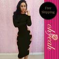 *FREE SHIPPING Bandage Dress Cut Out Asymmetric Detail