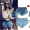 Vintage High Waist Ripped Denim Shorts