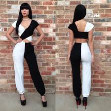 elegant black and white jumpsuit